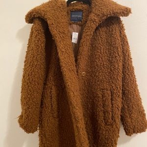 American Eagle 3/4 brown fuzzy coat